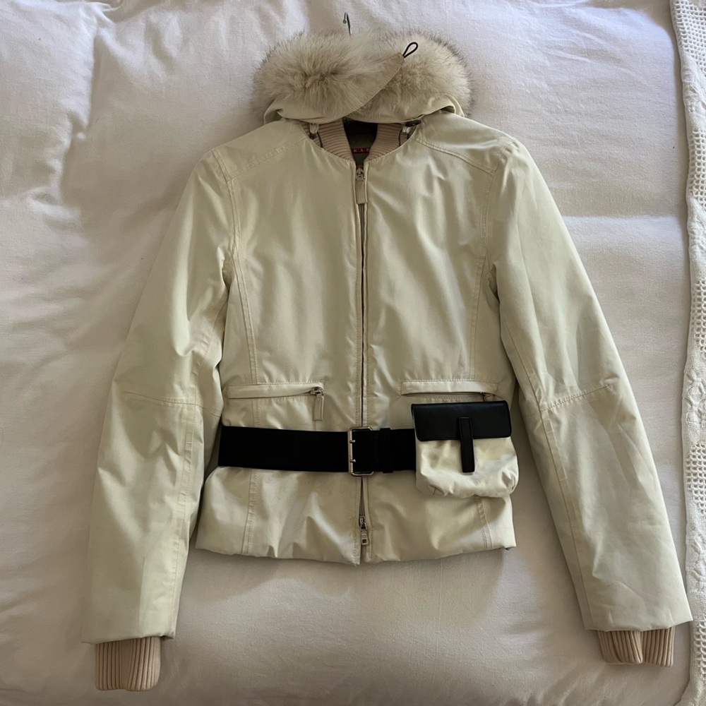 Prada off white ski bomber jacket